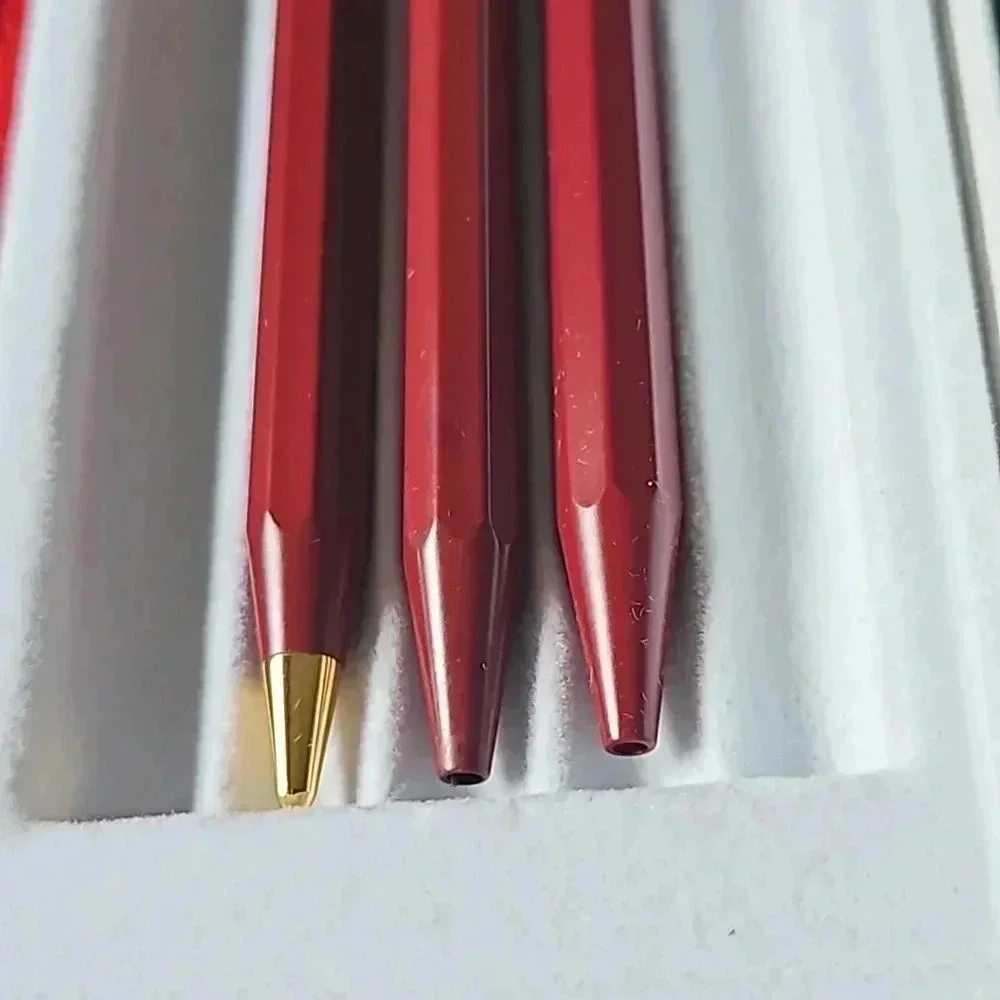 Givenchy Red Ballpoint Pens and Pencil set with Case & Original Box (Black ink)
